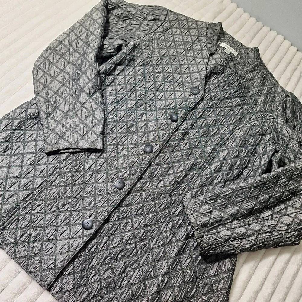 Coldwater Creek Diamond Quilted Jacket Womens XL Smoke Gray Elegant Event - Picture 1 of 9